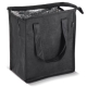 Vue de trois quarts arrière du sac isotherme noir avec doublure intérieure en aluminium visible.