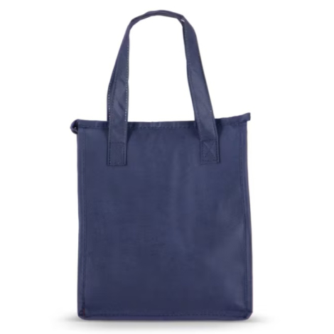 Face arrière du sac isotherme bleu marine en PET recyclé, sans personnalisation visible.
