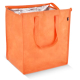 Vue arrière du sac isotherme orange ouvert, montrant la doublure intérieure en aluminium.