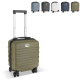 Valise cabine compacte à quatre roulettes avec poignée télescopique déployée, présentant une personnalisation visible sur la pla Valise cabine compacte à quatre roulettes avec poignée télescopique déployée, présentant une personnalisation visible sur la pla