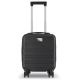 Vue de face de la valise cabine avec poignée télescopique déployée, sans marquage visible. Vue de face de la valise cabine avec poignée télescopique déployée, sans marquage visible.