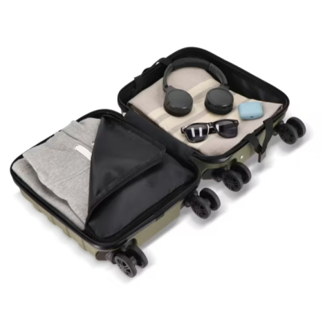 Valise cabine ouverte révélant ses deux compartiments de rangement.