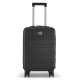 Valise cabine noire vue de face avec plaque métallique destinée au marquage. Valise cabine noire vue de face avec plaque métallique destinée au marquage.