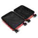 Valise cabine rouge ouverte montrant ses deux compartiments de rangement. Valise cabine rouge ouverte montrant ses deux compartiments de rangement.