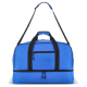 Sac de sport et de voyage présenté de face en coloris bleu, sans personnalisation visible sur la poche avant. Sac de sport et de voyage présenté de face en coloris bleu, sans personnalisation visible sur la poche avant.