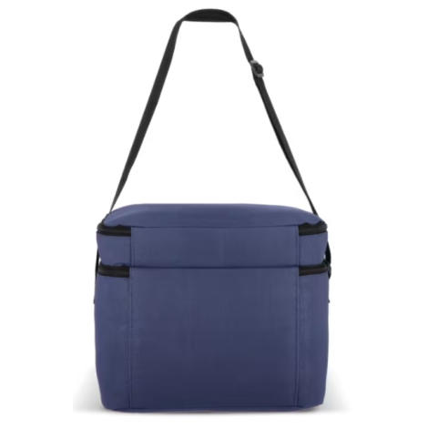 Sac isotherme à double compartiment présenté de dos en coloris bleu, sans personnalisation visible sur la face arrière.