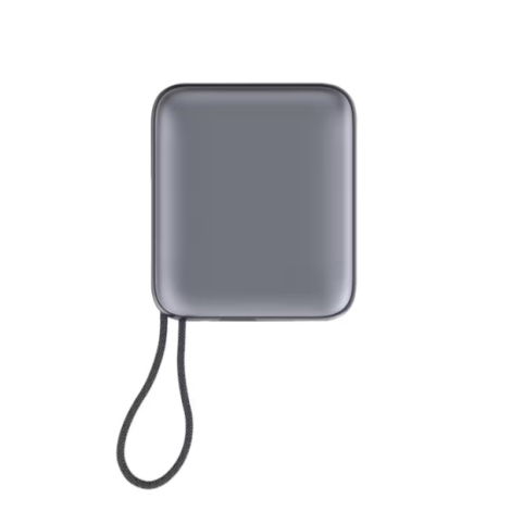 Powerbank vue de dessus avec dragonne, présentée sans marquage apparent.