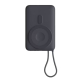 Vue arrière de la batterie externe montrant la zone de charge magnétique et le support escamotable, sans personnalisation visibl Vue arrière de la batterie externe montrant la zone de charge magnétique et le support escamotable, sans personnalisation visibl
