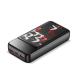 Powerbank vue en perspective avec personnalisation visible sur le dessus et ports de connexion visibles sur la tranche. Powerbank vue en perspective avec personnalisation visible sur le dessus et ports de connexion visibles sur la tranche.