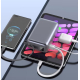 Batterie externe connectée à plusieurs appareils électroniques pour une recharge simultanée, sans personnalisation visible. Batterie externe connectée à plusieurs appareils électroniques pour une recharge simultanée, sans personnalisation visible.