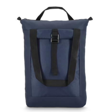 Vue de face du sac à dos bleu pour ordinateur portable.