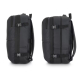 Sac à dos de voyage présenté de profil dans deux configurations d'épaisseur illustrant son design extensible. Sac à dos de voyage présenté de profil dans deux configurations d'épaisseur illustrant son design extensible.