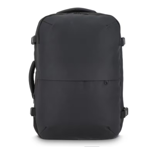 Sac à dos de voyage présenté de face, sans marquage apparent sur la face avant.