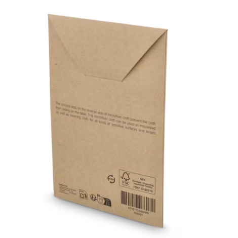 Enveloppe en papier kraft du produit présentée côté verso.