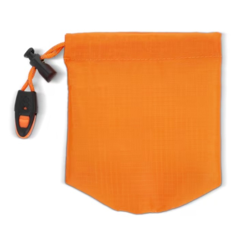 Pochette de rangement du sac de couchage thermique d'urgence présentée à plat, sans marquage visible.