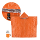 Poncho thermique entièrement déplié mettant en évidence sa forme et sa capuche. Poncho thermique entièrement déplié mettant en évidence sa forme et sa capuche.