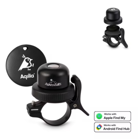 Sonnette vélo promotionnelle avec traceur Aqiila Tagbird