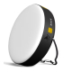 Lampe et batterie externe présentées en gros plan sur leur support métallique, mettant en évidence la face avant blanche circula