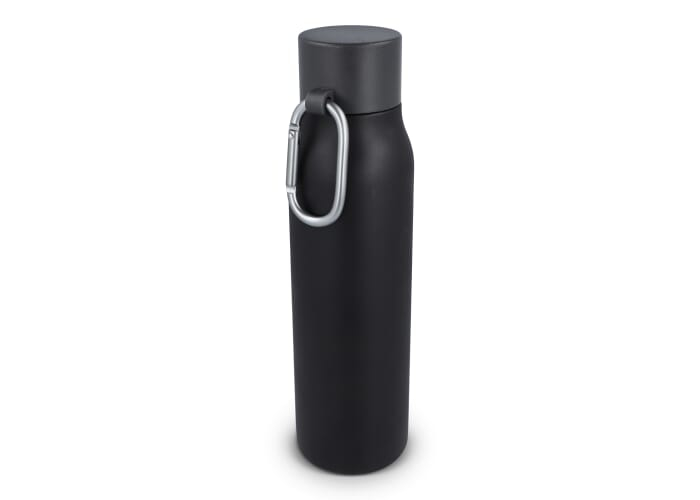 Bouteille isotherme 600 ml personnalisable à mousqueton Noir