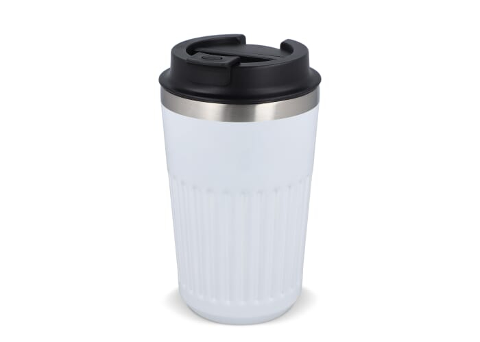 Mug isotherme publicitaire 400 ml en inox Blanc