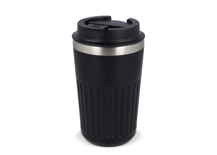 Mug isotherme publicitaire 400 ml en inox Noir