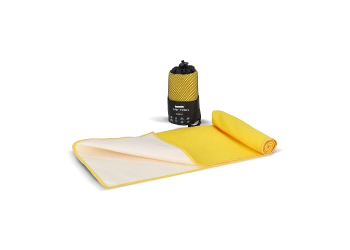 Serviette R-PET 40 × 80 cm à personnaliser avec pochette Jaune