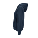 Sweat à capuche pour femme bleu marine présenté de profil. Sweat à capuche pour femme bleu marine présenté de profil.