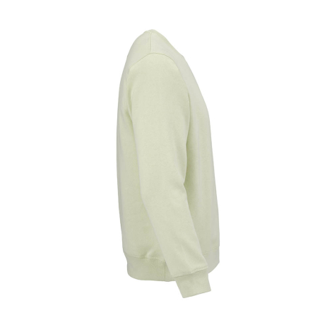 Sweat à col rond unisexe vert clair présenté de profil.