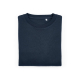 Gros plan sur un sweat pour femme à col rond plié, montrant le col rond et l'intérieur du col, sans personnalisation visible.