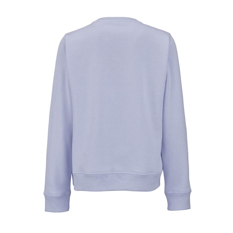 Vue de dos d'un sweat pour femme à col rond lavande, sans personnalisation visible.