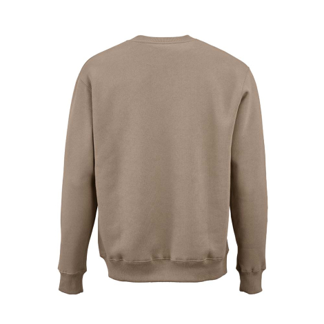 Sweat à col rond unisexe beige présenté de dos, sans personnalisation visible.