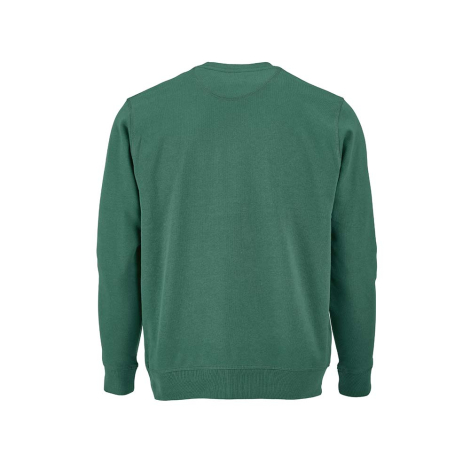 Sweat à col rond vert présenté de dos, sans personnalisation visible.