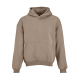 Sweat à capuche oversize unisexe beige vu de face avec poche kangourou, sans marquage visible.