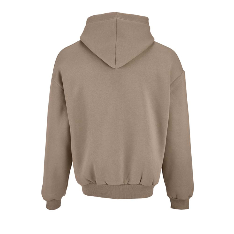 Sweat à capuche oversize unisexe beige vu de dos, sans marquage visible.