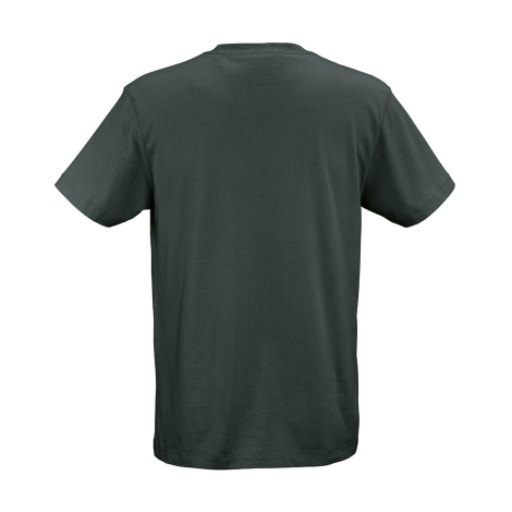 T-shirt unisexe vert foncé vu de dos, sans marquage visible.