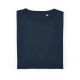 T-shirt pour femme bleu marine présenté plié, sans marquage visible. T-shirt pour femme bleu marine présenté plié, sans marquage visible.