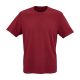 T-shirt unisexe bordeaux à manches courtes vu de face avec col rond, sans marquage visible.
