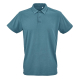 Polo unisexe à manches courtes présenté de face dans un coloris bleu, sans marquage visible.