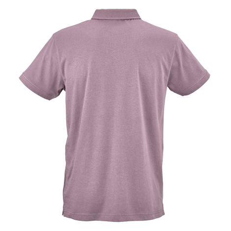 Polo unisexe présenté de dos dans un coloris mauve, sans marquage visible.