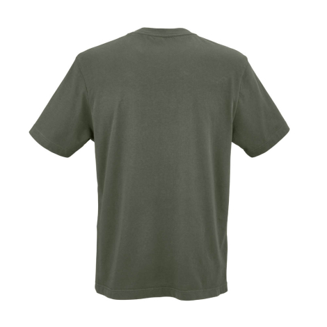 T-shirt unisexe présenté de dos dans un coloris vert, sans marquage visible.