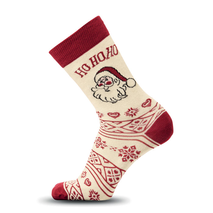 Paire de chaussettes de Noël personnalisée L Soc Large Beige