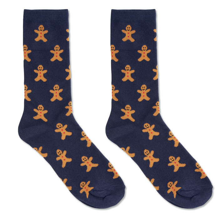 Paire de chaussettes de Noël personnalisée L Soc Large Bleu