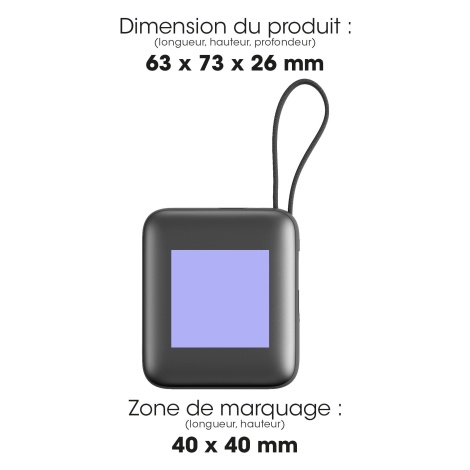 Powerbank publicitaire 2 câbles 10 000 mAh – Bushi