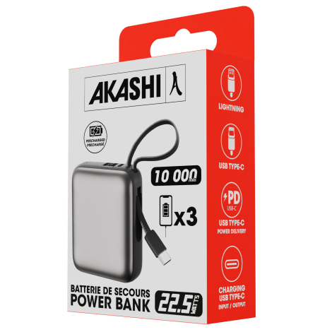 Powerbank publicitaire 2 câbles 10 000 mAh – Bushi