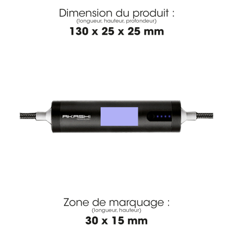 Câble USB 3 en 1 publicitaire avec powerbank 2600 mAh SAYO