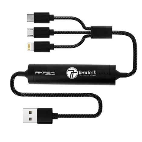 Câble USB 3 en 1 publicitaire avec powerbank 2600 mAh SAYO