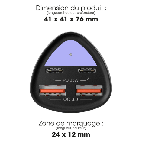 Chargeur allume-cigare personnalisable 50W Kuruma