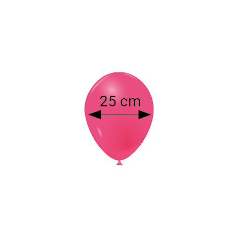 Ballon gonflable rose de forme ovale, présenté de face avec une indication de largeur, sans personnalisation visible.
