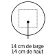 Schéma d’un ballon rond avec une zone carrée de personnalisation délimitée au centre, sans marquage visible.