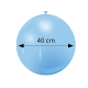 Ballon gonflable bleu de forme ronde, présenté de face avec une indication de diamètre, sans marquage visible.